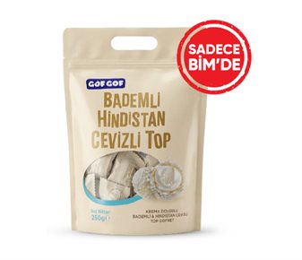 Hindistan Cevizi Kaplamalı Bademli Top Gofret