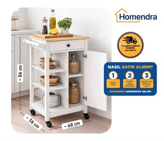 TEKERLEKLİ MUTFAK SERVİS SEHPASI