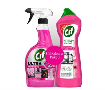 Cif Ultra Sakura Ovma Kremi 750 ml +Kir ve Yağ Sökücü Sprey