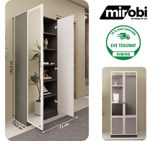 Mirobi 2 KAPAKLI 6 BÖLMELİ AYNALI ÇOK AMAÇLI DOLAP