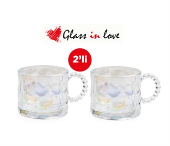 Glass in Love Boncuk Kulplu Sedefli Cam Kupa ~280 cc