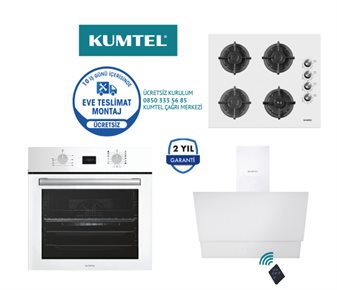 Kumtel 15 Program Beyaz Cam Ankastre Set