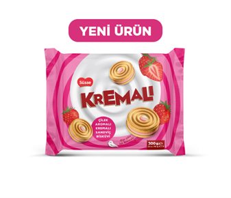 SÜSSE ÇİLEK AROMALI KREMALI  SANDVİÇ BİSKÜVİ